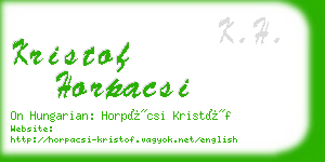 kristof horpacsi business card